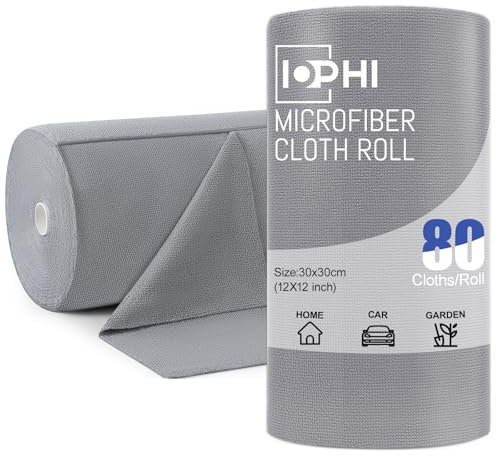 80x Bayeta Microfibra Rollos 30x30 cm, Reutilizables y Absorbentes, Paño Microfibra Coche Cocina y Hogar, Trapos Microfibra Limpieza Sin Pelusa, Gris