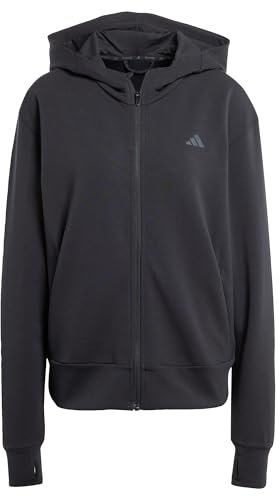 adidas Femme D4T Workout Full Zip Hooded Sweatshirt, Black, L