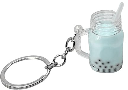 Porte-clés Bubble Tea KawaiiCar pour sac à dos, sac à dos, pendentif couple, pendentifs avec anneaux porte-clés, métal + plastique