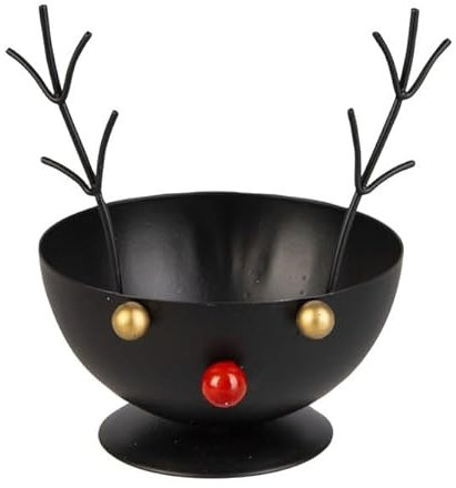 mica Living Dekoschale Rentierkopf - schwarz/Gold/rot - ca. 11,5 x 10 x 13 cm Weihnachtsdeko, Winter Dekoration