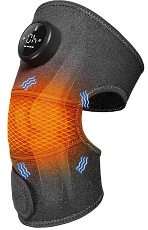 GOBOK 8 Modi und 5 Temperaturstufen, Kniemassagegerät mit Heizfunktion, Kneerelief Massagegerät für Knie Ellbogen Schulter, Geschenk für Männer/Frauen (Grau)