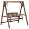 Balancelle Rustique Traditionnelle pour Jardin et Patio sur Pied en Bois Massif Foncé Nerito