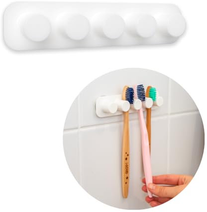 [EHOP] Support Mural Ventouse Puissante pour 4 Brosses à Dents | Blanc | Porte-Brosses sans Perçage en Plastique ABS Recyclable | Fabriqué en France | Accessoire Salle de Bain Durable et Design