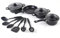 Petyoung Set di pentole da cucina, pentole e padelle antiaderenti con coperchi, set di padelle per piano cottura a induzione, nero