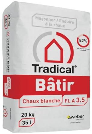 Weber - Tradical construcción para mampostería 20 kg - cal blanca aérea para yeso y mampostería