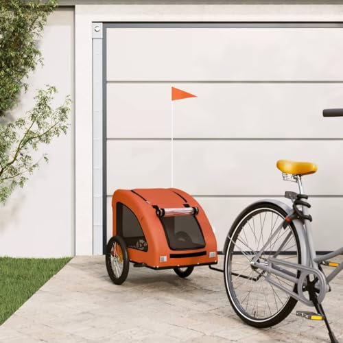 ERSINIAN Fahrradanhänger für Haustiere, orange, Oxford-Stoff und Eisen, Kinderwagen und Buggys für Haustiere