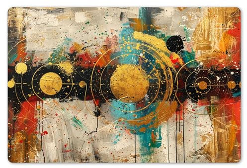 KitchenYeah© Platzsets Abwaschbar 6-Teilig 45x30 cm Tischsets Platzdeckchen rutschfeste Platzset Unterlage Tisch Set Esstisch Modern Placemats Kunst - Ästhetisch - Abstrakt - Gold