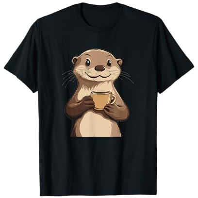 Lächelnder Otter mit Teetasse für Kaffee- und Otterliebhaber T-Shirt
