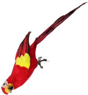 HAMPPLIES Artificial Parrot Model Red Decorative Bird Adornment for Home Office Realistic Ornament for Garden and Indoor