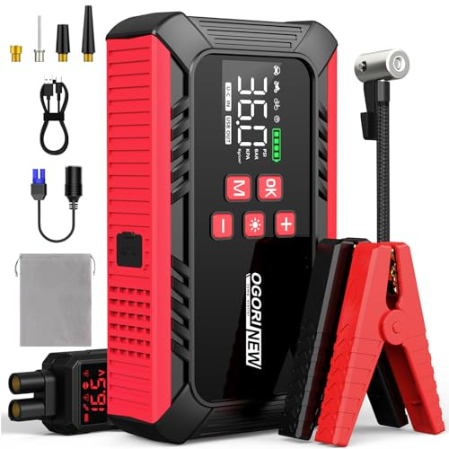 8000A Jump Starter with Air Compressor, 26800mAh Car Battery Jump Starter (All Gas/16.0L Diesel) with 150PSI Auto-Shutoff Tire Inflator, 12V Jump Box Car Battery Jumper Starter Portable