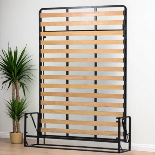 Wallbedking Classic Wall Bed – Vertical Double 140 x 190 cm Space-Saving Fold-Down Wall Bed with Steel Frame Construction & Lifetime Protection