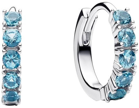 Pandora Timeless Hellblaue Huggie Ohrringe aus Sterling Silber mit Zirkonia, 293849C01