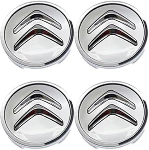 Cache-moyeux pour Citroen C3,ABS Roue Badge Jante Capuchons Centre avec Logo Remplacement Couvercle Moyeu Central Pneus Voiture Style Accessoires,Silver