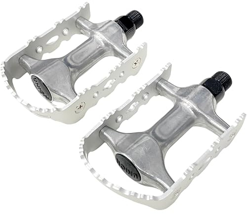 Paar Pedale aus Aluminium und verchromter Achse für klassisches Fahrrad Retro Vintage Stadt MTB Trekking und Touring Farbe Silber 51VN003