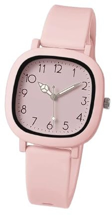 ALCENTIS Montre Femme Carrée Bracelet Silicone Souple Côtés Arrondis Cadran Analogique Style Minimaliste Unisexe