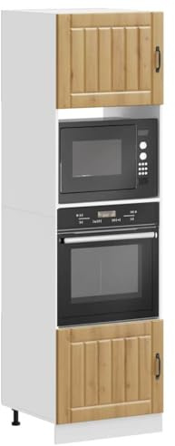 MNISDFL Herdumbauschränke 2 STK. Lucca Artisan-Eiche Holzwerkstoff mit verstellbaren Füßen und großem Stauraum für Backofen und Mikrowelle, platzsparendes Küchenmöbel