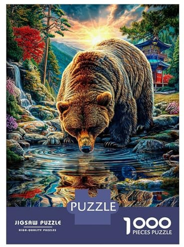 European Brown Bear Jigsaw Puzzles for Adults Kids.1000 Pieces Puzzle,Whimsical Challenge Toy for Adults& Kids Age 14 Years Up 70x50cm/1000pcs