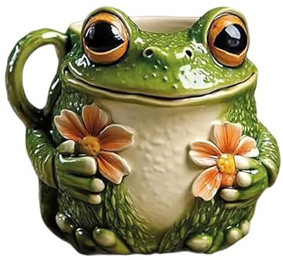 Cute Frog Mug – Cozy Coffee Cup Adorable Ceramic Holding Tiny for Or Hot Chocolate Kitchen Drinkware Washing Acrylic (Green, 10x10cm)