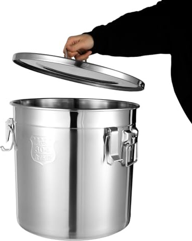 Récipient à céréales en acier inoxydable - 33 l - Bidon hermétique pour aliments - Récipient hermétique - En métal - Pour la cuisine, le riz, l'huile de riz - Avec couvercle (33 l)