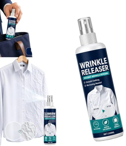 Instant Wrinkle Releaser Spray – Smooths Creases in Seconds, No-Iron Crease Remover for Clothes, Travel-Size Fabric Care for Business Attire & Casual Wear, Static-Free & Odor-Fighting Mist (1, Pcs)