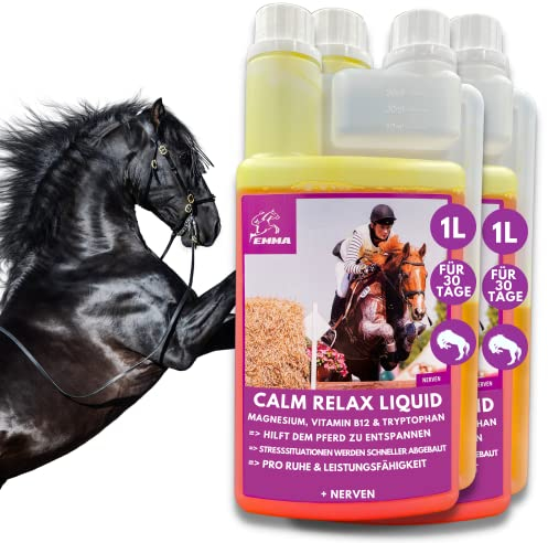 Magnesium Pferd mit Tryptophan Vitamin B12 Liquid 2x1L Zusatzfutter Calm Anti Stress - Horse Relax I Magnesium komplex zur Entspannung Beruhigung Nerven Pferd I Mag Pferde Relax bei Angst Transport