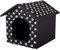 millybo Hundehöhle Hundebett Hundehaus Hundehütte R1-R6 (R5 (70 x 60 cm), schwarz mit Muster (Pfötchen))