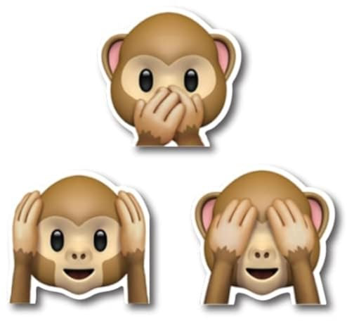Magnet Me Up Emoticon-Magnetaufkleber, Motiv: Drei weise Affen, sehen kein Böse, hören Sie kein Böse, sprechen Sie nichts Böse, niedlicher Selbstausdruck, dekorativer Magnet für Auto, LKW, Kühlschrank