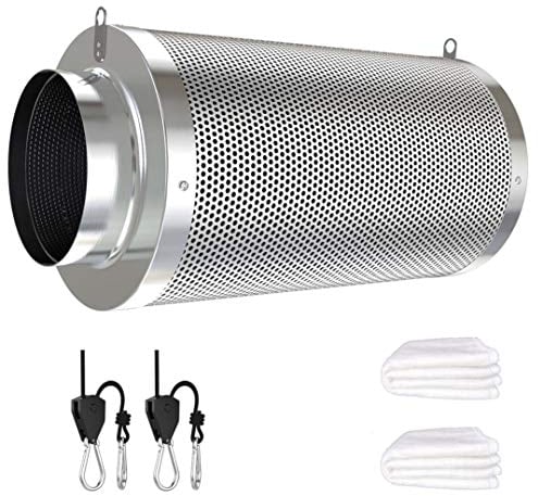 Vanleno 10,2 cm Kohlefilter Geruchskontrolle mit Australien Virgin Charcoal Zwei Vorfilter 1 Paar Seilaufhänger im Lieferumfang enthalten für Inline-Kanal-Ventilator, Wachstumszelt, Hydrokultur,
