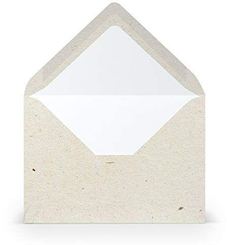 PAPERADO 50 Briefumschläge Terra Vanilla Creme Beige - 100 g/m² Kuvert Ohne Fenster 11,4 x 16,2 cm - Umschläge mit Nassklebung spitze Klappe