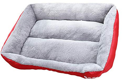 Hundebett Tierbett Katzenbett Hundesofa Hundematratze Für Kleine Mittlere Große Hunde, Orthopädisches Hundebett Flauschig Waschbar,Rot,S
