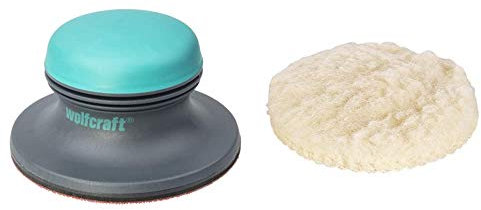 Wolfcraft 5894000 1 Ponceuse de Surface Auto-agrippante Ø 125 Mm,argent & 2224000 peau mouton auto-agrippant diamètre 125 mm