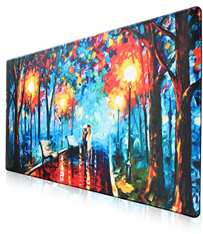 Jahosin Large Gaming Mouse Pad with Stitched Edges,[27.5x11.8In] Extended Mouse Pad with Non-Slip Natural Rubber Base for Gamer/Desktop/Office/Home (70x30 coupleuk)