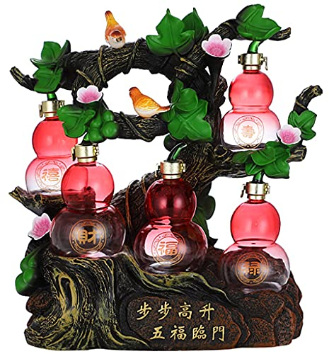 Dekantierer Dekantierflasche Fünf Segnungen Whisky-Dekanter, Weinkaraffe In Kürbisform, Wohnzimmerdekoration Aus Glas, Für Tequila (Color : Pink, Size : 35 * 43cm)