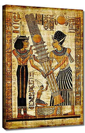 ZHONGYUTONG Pharao und Königin Leinwand Wandbild Altägyptischer Kunstdruck Poster Weltgeschichte Malerei Klassenzimmer Büro Museum Dekorationen (Keilrahmen, 30x45cm)
