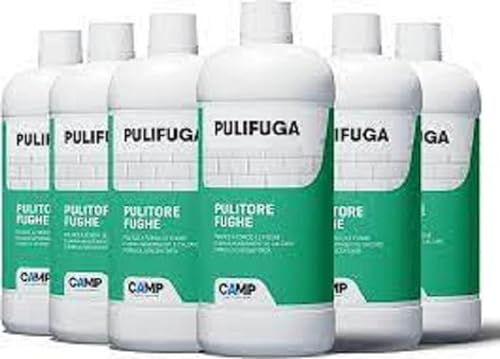 CAMP Pulifuga - Pulisci Fughe Pavimenti Piastrelle e Rivestimenti, Pulizia Fughe Pavimento, Rimuove Macchie e Annerimenti - Soluzione Liquida Concentrata, Prodotti Pulizia Casa, Made in Italy, 6 x 1l