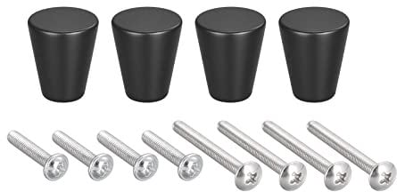 sourcing map 20x23mm Drawer Knobs, 4pcs Aluminum Alloy Wardrobe Pull Handles Black
