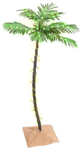 vidaXL Palmier à LED 72 LED Décoration de Fête Ornement de Vacances Décoration de Jardin Salle de Séjour Intérieur Blanc Chaud 120 cm