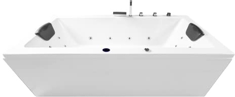 Basera® BASIC Indoor Whirlpool Badewanne Naxos (180 x 90 cm) | 16 Massagedüsen, Wasserfall, LED-Ambiente