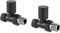 DuraTherm® Manual Straight Towel Radiator Valve Set, 15mm Central Heating Valves for Radiators, Round Black