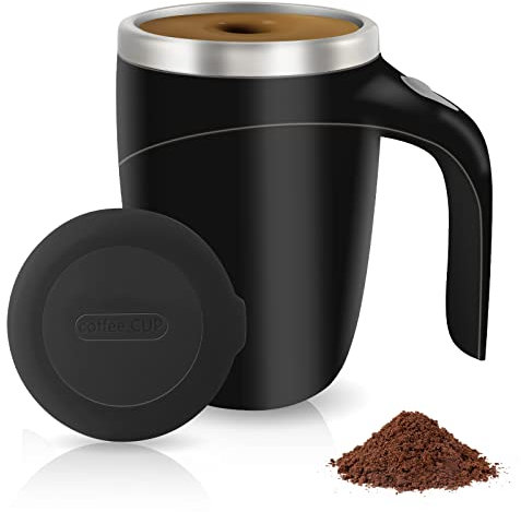 Automatic Magnetic Stirring Coffee Mug, Rotating Home Office Travel Mixing Cup，Funny Electric Stainless Steel Self Mixing Coffee Tumbler, Suitable for Coffee, Milk, Cocoa and Other Beverages……