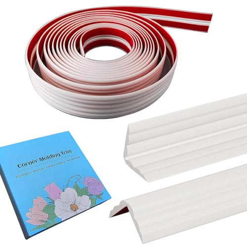 Cornici decorative 3D per angoli interni ed esterni, per pareti, pavimenti, finestre, porte, soffitti e molto altro ancora, flessibile, autoadesivo, 3,8 cm x 4,9 m, bianco
