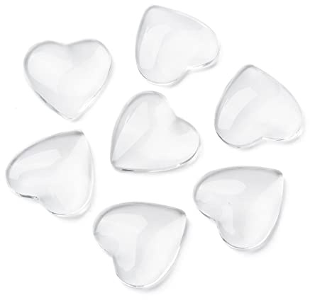 Cheriswelry 200 Stück 10 mm Glas Herz Cabochon klar glatt Glas Cabochons Abdeckungen Flache Rückseite Glas Cabochon Fliesen für DIY Anhänger Schmuckherstellung