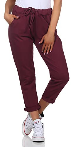 Damen Jogginhose im Boyfriend-Style Sweatpants für Freizeit Sport Fitness Yoga Training 3569 (as3, Numeric, Numeric_34, Numeric_40, Regular, Long, Bordo)