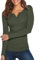 Hiistandd Women's Shirt Long Sleeve Fashion Solid Color Button V Neck Slim Fit T-Shirt Sexy Tops(A-ArmyGreen,Small)