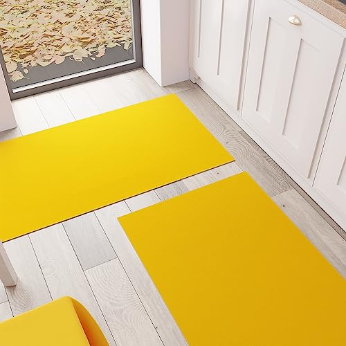 PETTI Artigiani Italiani - Alfombra para cocina, alfombra de cocina, lavable, antideslizante, alfombra para cocina, alfombra para pasillo, cocina, color liso, 52 x 440 cm, color amarillo, 100% Made in
