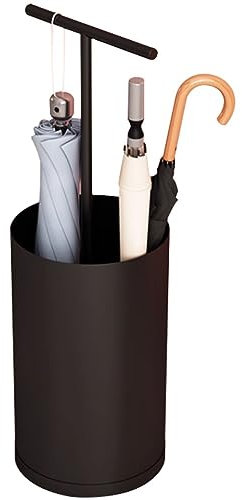 YASHANG Portaombrelli Portaombrelli Compatto per Uso Domestico, Portaombrelli Stand Moderno E Semplice, Secchio Ombrello con Maniglia, con Vaschetta per L'acqua (Color : Black, S : 20 * 75cm)
