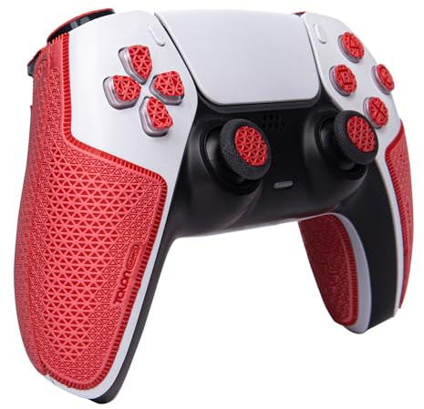 Talongames Controller-Griffe für Playstation 5 DualSense, rutschfest, schweißabsorbierend, strukturiertes Skin-Set, für PS5-Controller, Griffe (für PS5 DualSense, Ultra-Version) Rot