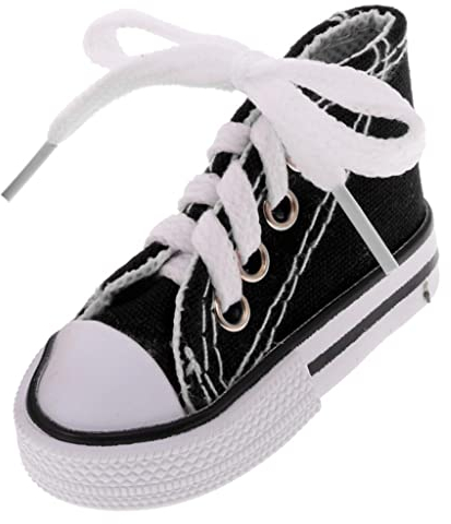 Tiuimk 7,5 cm große Puppen-Canvas-Schuhe – schwarz, Schnürschuh mit hohem Oberteil, passend für 1/4 BJD, SD, MSD, DOD, AOD, EID, MID, DZ Puppen und mehr