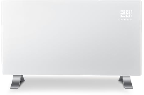 EVOLAR Glasheizung - Glasskonvektor Elektroheizkörper mit Glas-Panel - Elektroheizung Stand- oder Wandheizung - mit APP WIFI/WLAN Funktion, FernbedienungTouchscreen, Timer - 1200/2400 Watt - Weiß