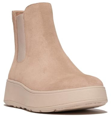 Fitflop Stivali Chelsea Flatform in Camoscio F-Mode, Donna, Classic Beige, 38 EU